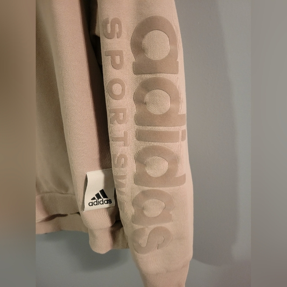 Adidas Sweatshirt Mens XL Taupe w/embossed adidas sportswear - Picture 3 of 13